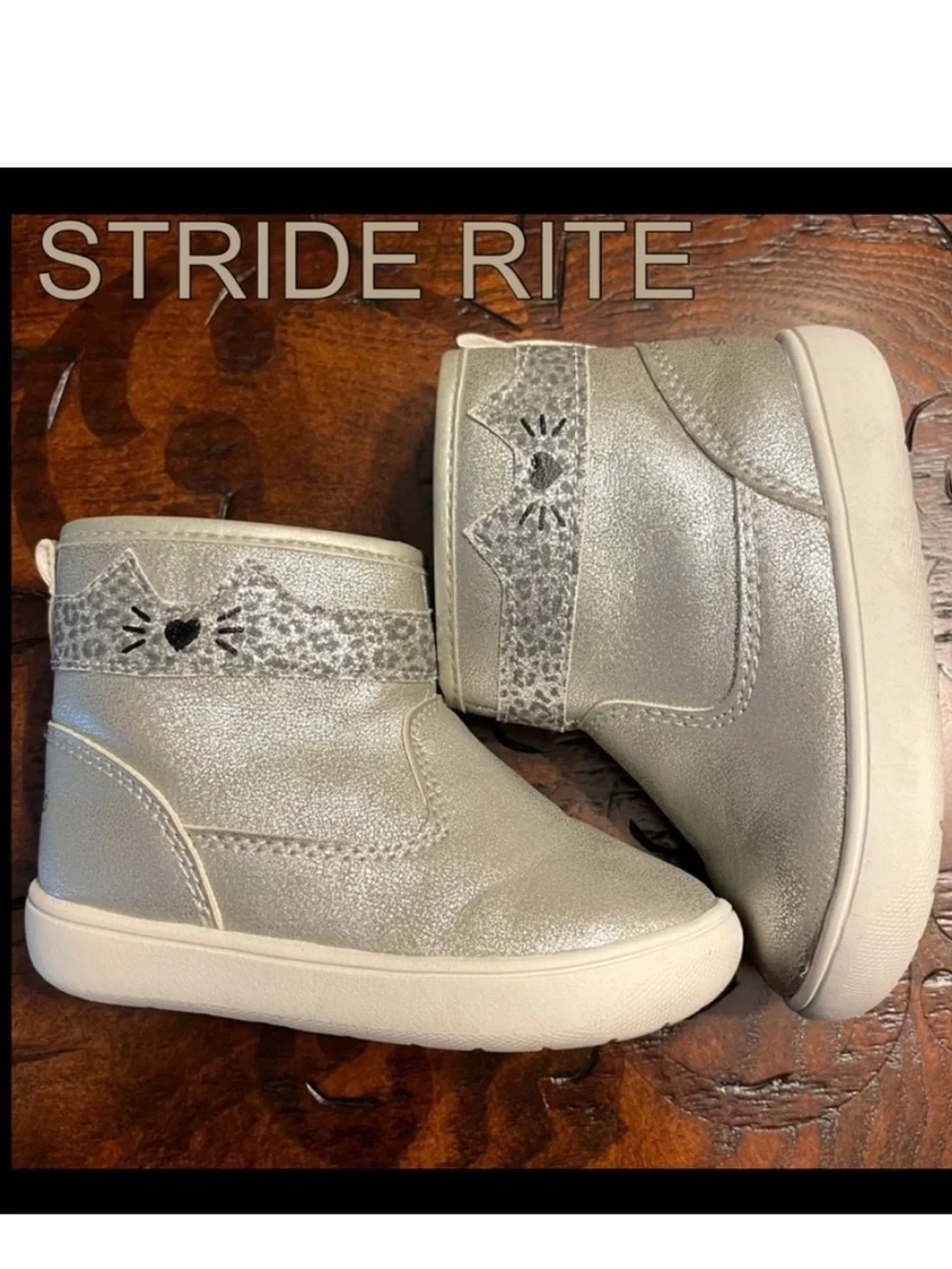 Stride Rite 360 Silver Kids Ankle Boots - Size 5